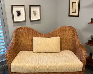 Rattan back sofa with custom cushion - set of 2