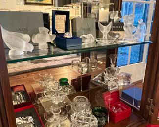 LALIQUE!! Birds, heart, trinket dish with bird, man and woman sculptures