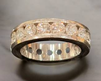 Diamond and platinum eternity band ring