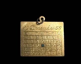 VINTAGE 12K Calendar Pendant from 1958
