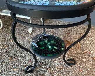 Mosaic glass top and metal table 