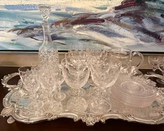 Baccarat decanter, La Minuet stemware 