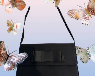Vintage Givenchy black satin clutch 