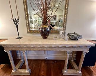 Henredon marble top console table