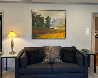 Room & Board “Watson” 2 cushion sofa with charcoal fabric - 78”W