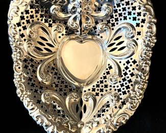 Gorham Sterling Silver reticulated heart shaped bowl
