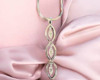 3 diamond pendant necklace with 14k white gold chain - 16" long