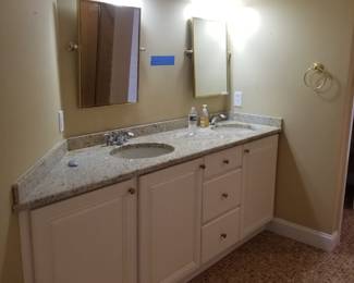 Double bath vanity; vanity lights; mirrors