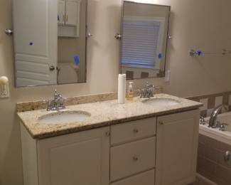 Double bath vanity; vanity mirrors; vanity lights