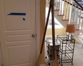 Tall paddle tripod coat rack