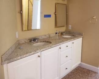 Double bath vanity; vanity lights; mirrors