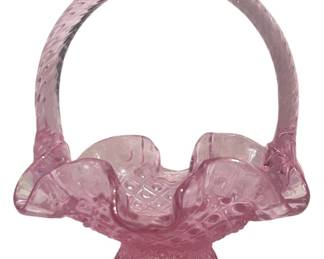 Fenton Pink Glass Basket 