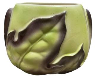 Vintage Green Eggplant Leaf Planter Vase 