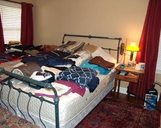Queen size bed and linens