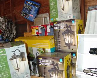 Outside lights still in boxes