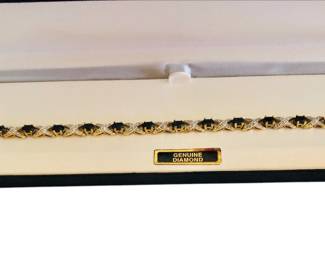 Sapphire & Diamond bracelet sterling silver in box 