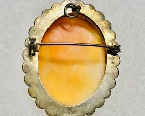 Antique Carved Cameo Pendant or Pin  mounted in .800 silver mounting 