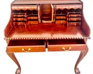 Vintage Hand carved Claw feet secret compartments and drawers executive desk Mahogany 