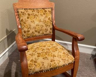 vintage upholstered rocking chair