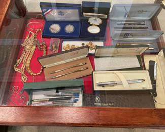 Coins, gold, sterling, pin sets