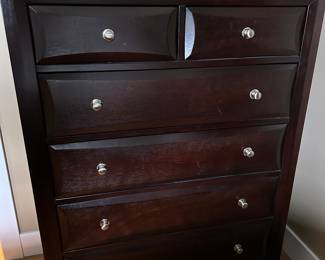3-piece queen  bedroom set: Queen bed with storage head and foot boards; dresser with mirror; tall dresser
