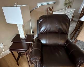 Brown leather recliner