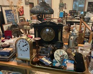 Mantle Click and Misc. Antique Pieces.