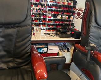 Pedi chairs like new. Comes with stools.