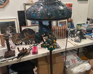 Beautiful Peacock Floor Lamp with  Matching table lamp. Gorgeous!