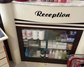 Reception Desk and supplies.