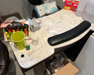 Mani station with marble top and chair included.