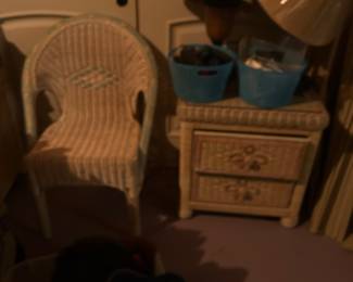 Wicker Chair and 2 Nughtstands