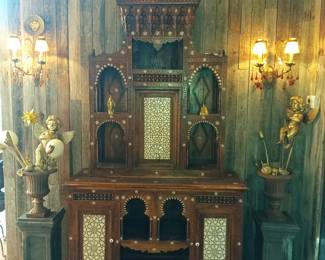 Wood and mother of pearl inlaid Moorish/Syrian cabinet