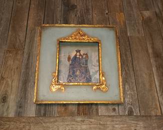 Italian Mary and Child, framed, under glass