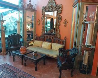 Please do not sit on the antiques