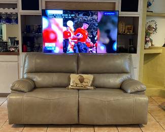 electric reclining leather sofa