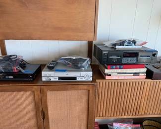 Electronics: Sony dual cassete (Model TC-WE475) , Panasonic DVD (Model DMR-EA18), Zenith VHS recorder/player (Model VCS442), Toshiba DVD player (Model SD-1800).   Vizio TV (32" diagonal).