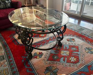 Glass and Iron oval coffee table (picture 2)
