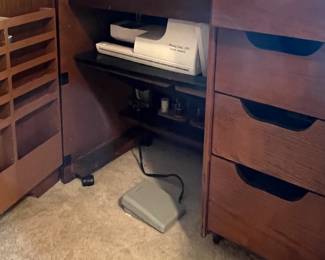 Wooden sewing table with storage