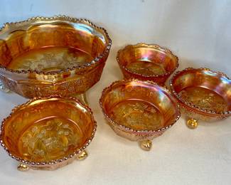 Fenton amber "Butterflies and Berries" bowls