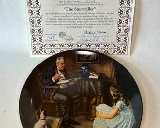 Knowles "The Storyteller" by Norman Rockwell plate with original box and COA