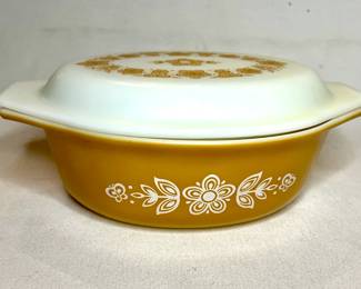 Pyrex "Butterfly Gold" covered casserole