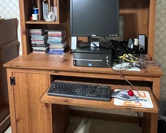 Wood desk with hutch