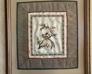 Framed Chinese silk embroidery