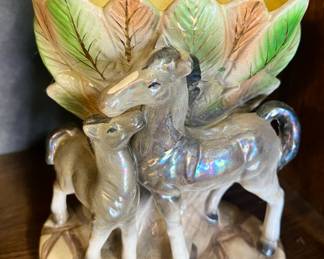 Vintage horse and foal ceramic planter