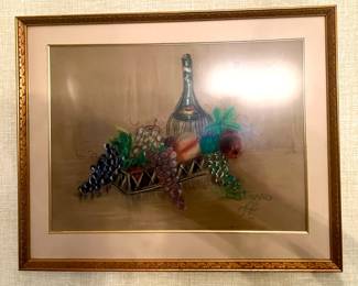Framed original pastel drawing signed by Steve A