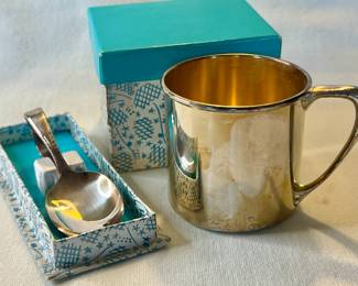 Oneida silver plated child's spoon and cup