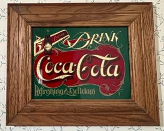 Vintage glass Coca-Cola advertising sign
