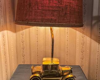 Vintage brass car table lamp
