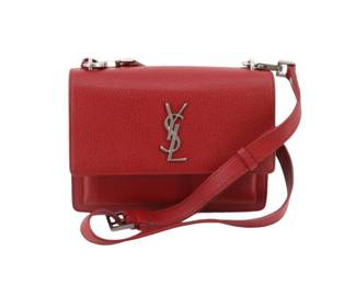 Yves Saint Laurent Leather Sunset Shoulder Bag Red